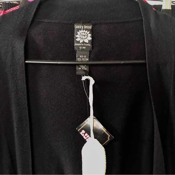 NWT LUCKY BRAND Black 2-Way Kimono/Poncho Batwing Oversized Shrug/Cardigan SM-MD - Picture 2 of 4